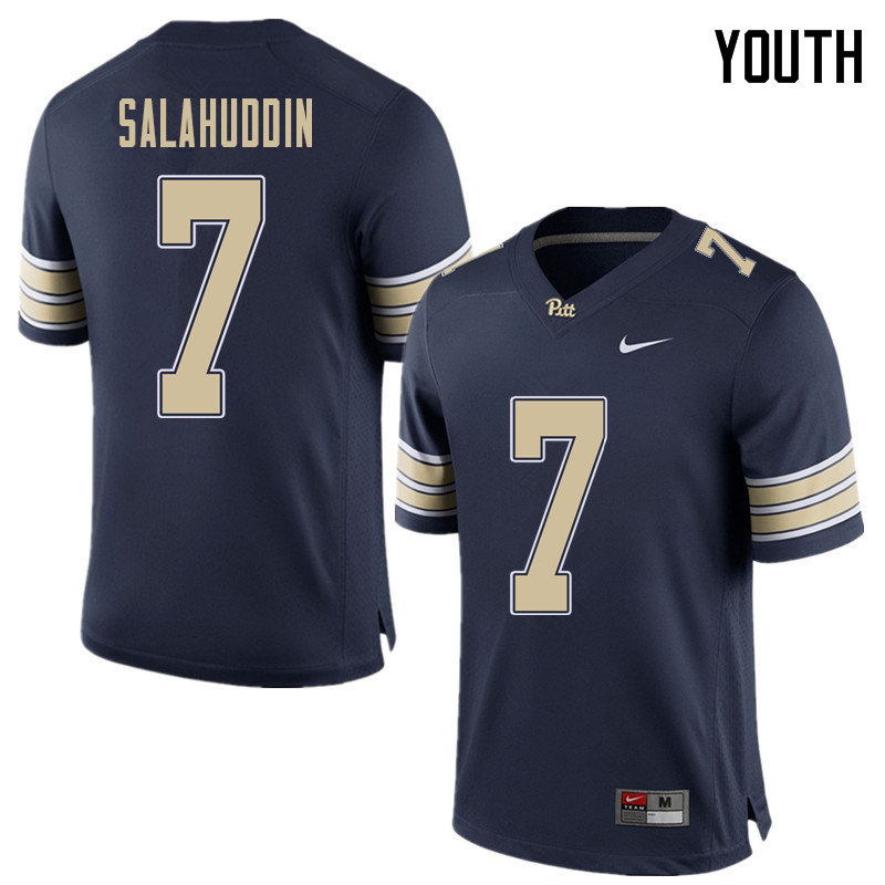 Youth #7 Mychale Salahuddin Pittsburgh Panthers College Football Jerseys Sale-Home Blue